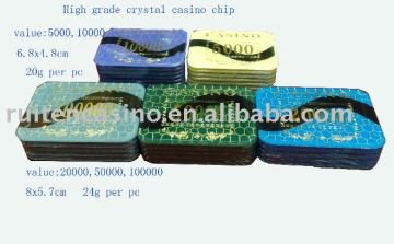 Casino style crystal square chip,poker chip,casino chip,gambling chip