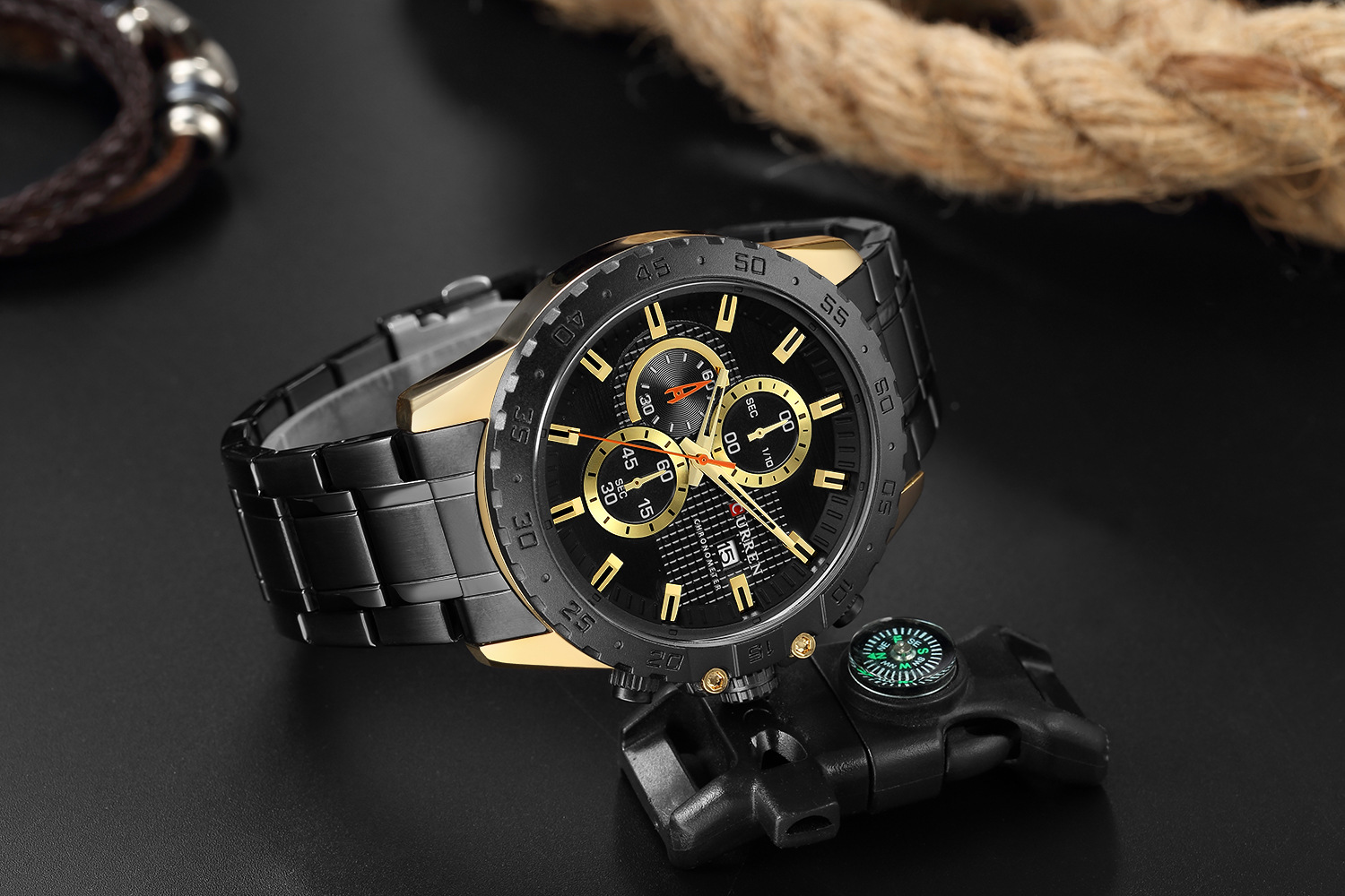 2020 Curren Mens Watch Gold Luxury Business Wristwatches Gold Chronograph Watch