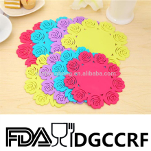 Heat-resistant silicone rose shape coaster pot holder mat pad