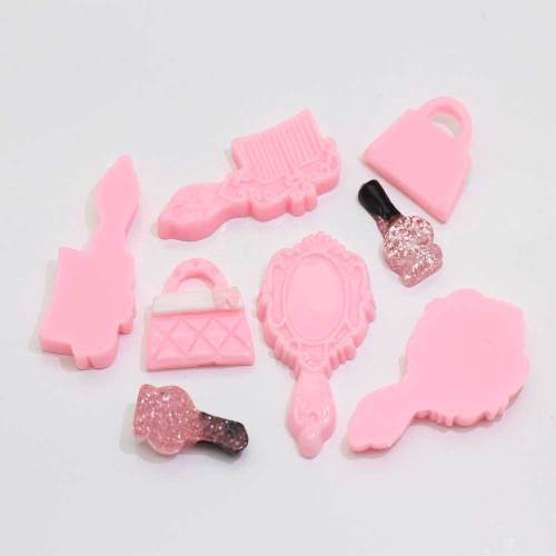 Artificial 100pcs Various Mirror Enamel cosmetic product Shaped Pink Major Girlish Ornaments Charms Room Ornaments Spacer