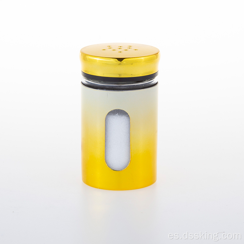 Jar de condimentos de condimento comercial de cocina de chamaleón de oro y plata