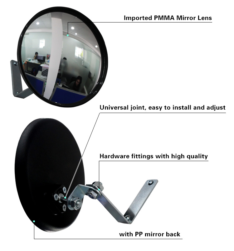 Wide Angle PMMA Material Diameter 22 cm 16 cm Indoor Use Convex Mirror