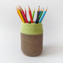 Organizer Cotton crochet pen holder desk accessory