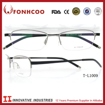 FONHCOO Black Memory Pure Titanium Half Frame Optical Frames No Hinge