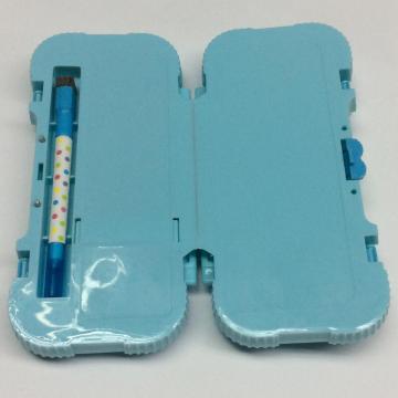 Plastic children three-layer portable pencil box