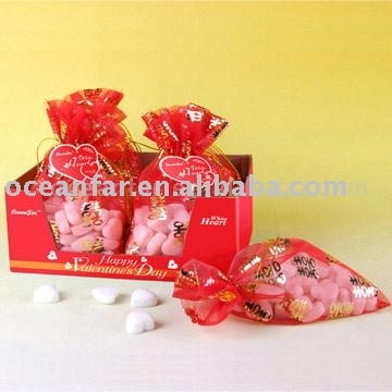 18oz. Super White Glass Stones with Red Gauze Bag Packing