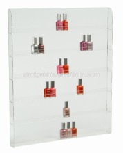 wholesale 6 tiers clear wall mounted acrylic nail polish display stand/cosmetics dispaly rack