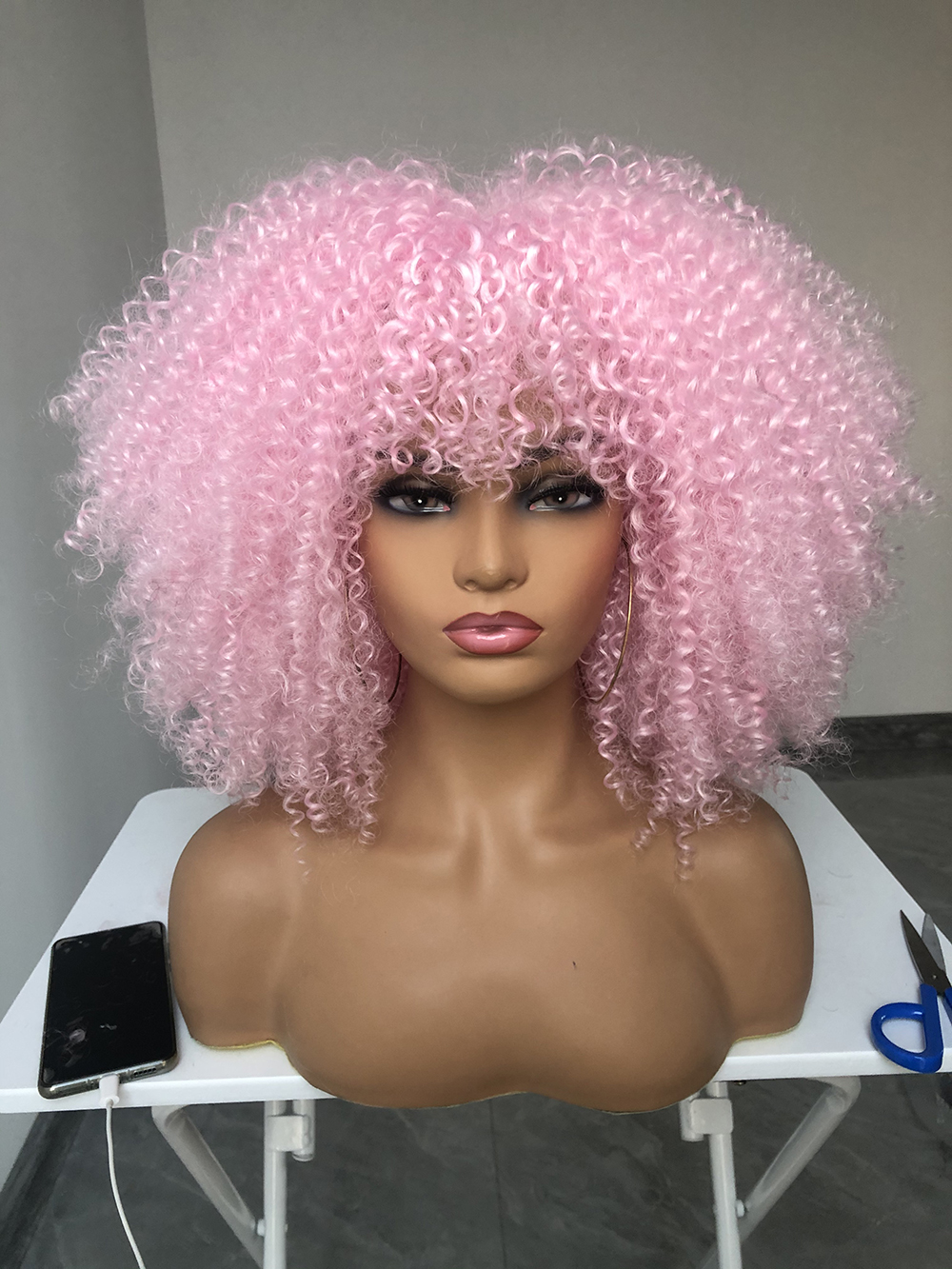 Wholesale high quality wigs Customizable colors afro kinky curly wig short synthetic fiber hair wigs for black women