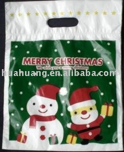 chirstmas plastic die cut handle bags