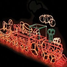 3D Christmas Sculpture: Animated Rope Light Train Motif