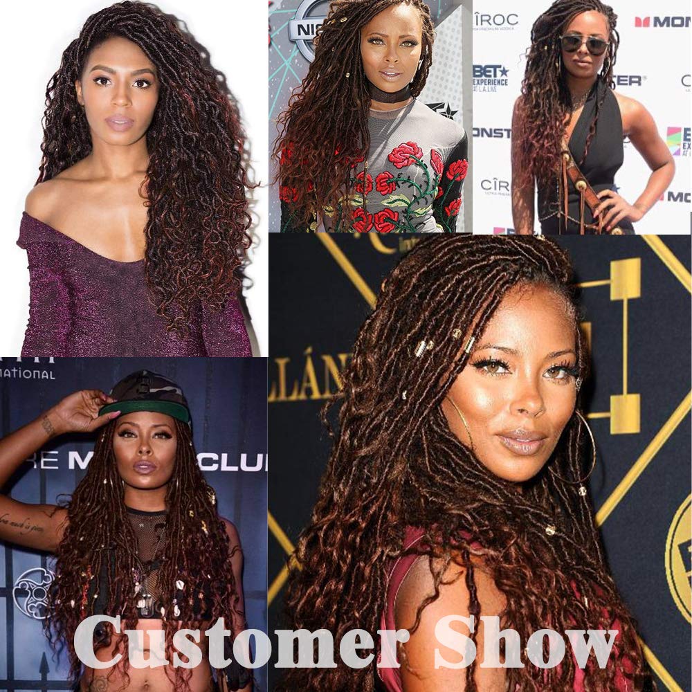 Goddess Locs Crochet Hair Extensions Solid And Ombre Color Curly Faux Locks Hair 18inch Synthetic Fiber Goddess Locs