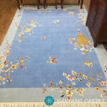6'x9' Ice Blue Rug Contemporary Floral Wool Rug