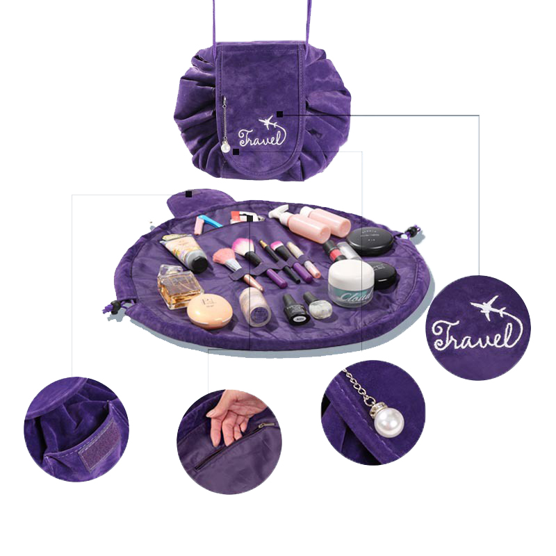 Grosir Microfiber Awal Organizer Tas perlengkapan mandi tas beludru kantong makeup sikat tas dengan logo kustom