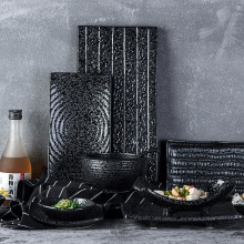 Japanese Style Ceramic Black Dinnerware Set for Restaurants