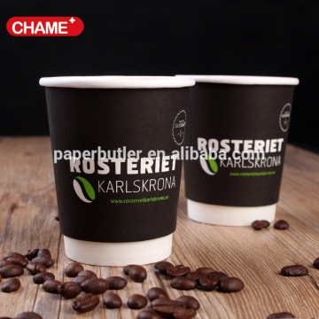 4oz Black Printed Double Wall Paper Cup with Cover