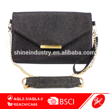 Black Coated Canvas Clutch Envelope Bag