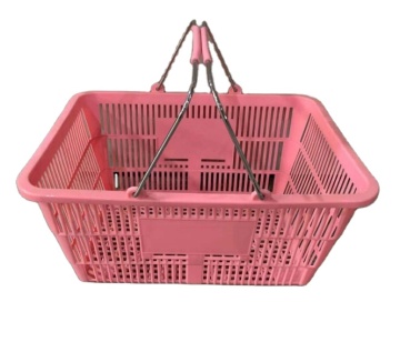 17L Pink Plastic Shopping Baskets | Supermarket Hand Baskets