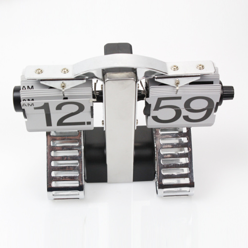 Metal robot table flip clock