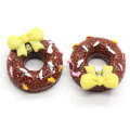 Venta al por mayor 15mm Kawaii Bowknot Donuts Resina Decoración Artesanía Flatback Cabochon Simulación Comida DIY Scrapbooking Teléfono Arco para el cabello