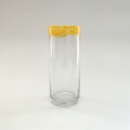 taza de vidrio de bola alta de borde colorido para jugo