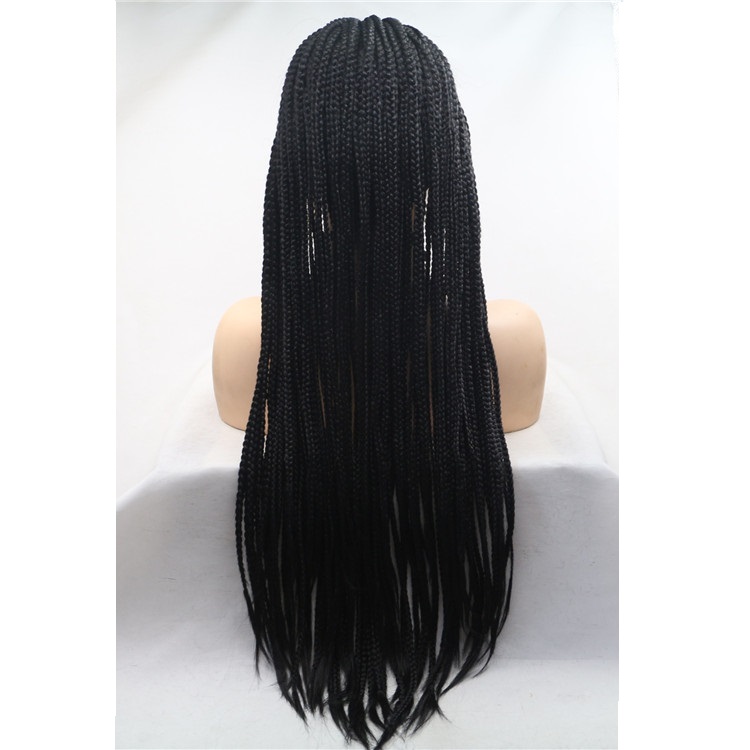 Box Braids Wig Lace Front Synthetic Hair With Natural Hairline Black
