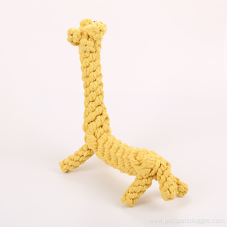 Wholesale Giraffe Shape Handmade Rope Dog Toy