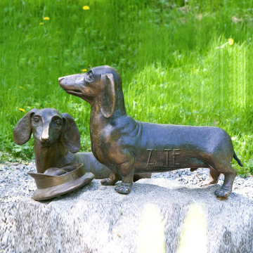 Garden antique brass dog statue bronze dachshund sculpture
