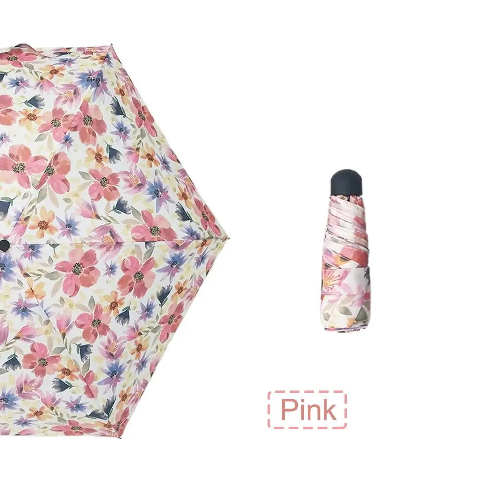 Manual 5 Folding Umbrella Floral Print Mini Pocket Umbrella with Customized