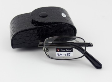 Black Stainless Reading Glasses Foldable Reading Glasses with Case