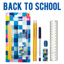 Basic stationery school supplies for classroom