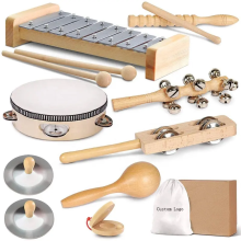 Wooden Musical Instruments Set - Percussion Kit with Xylophone for Kids & Toddlers