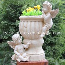Cheap and fine handmade natural stone flower pot for garden decoration