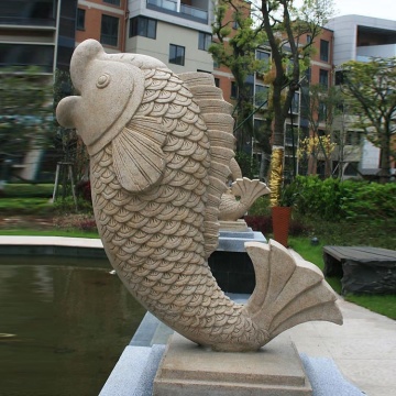 Decorative stone carving statue marble fish sculpture