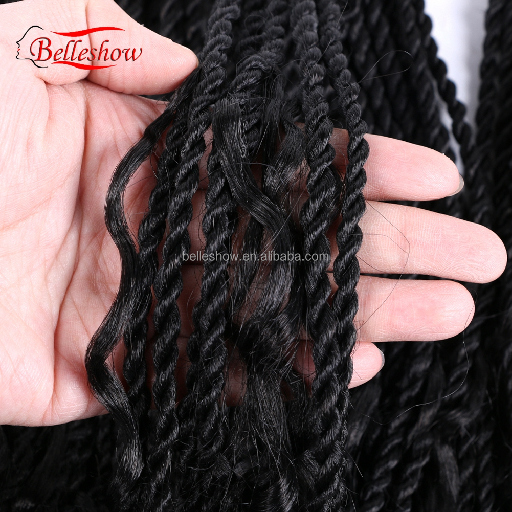 22" 20Strands/Pack Black Brown Ombre Braiding Hair Extensions Messy Senegalese Twist Crochet Hair With Curly Ends