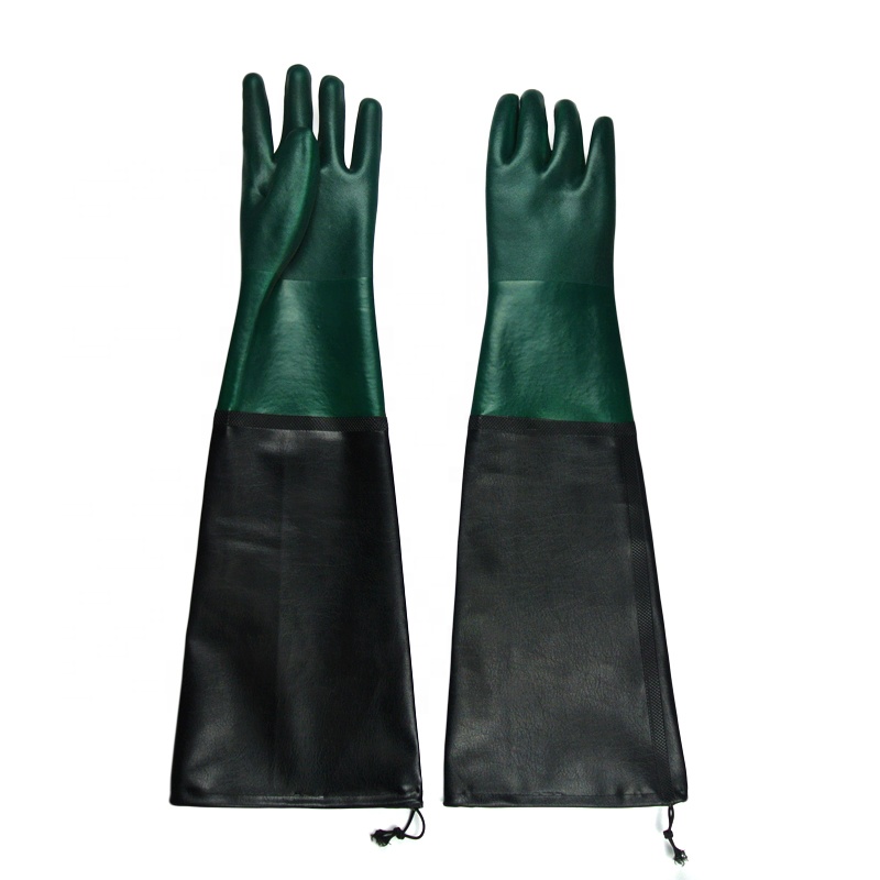 Chubasquero PVC verde arena con manga guantes 60cm