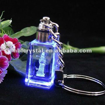 3d crystal keychain with light