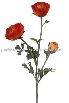 73cm Artificial Ranunculus Spray with 2 Flowers and 1 Bud