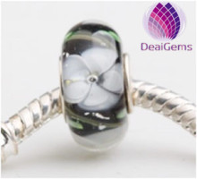 Wholesale handmade 925 silver core large hole murano glass beads