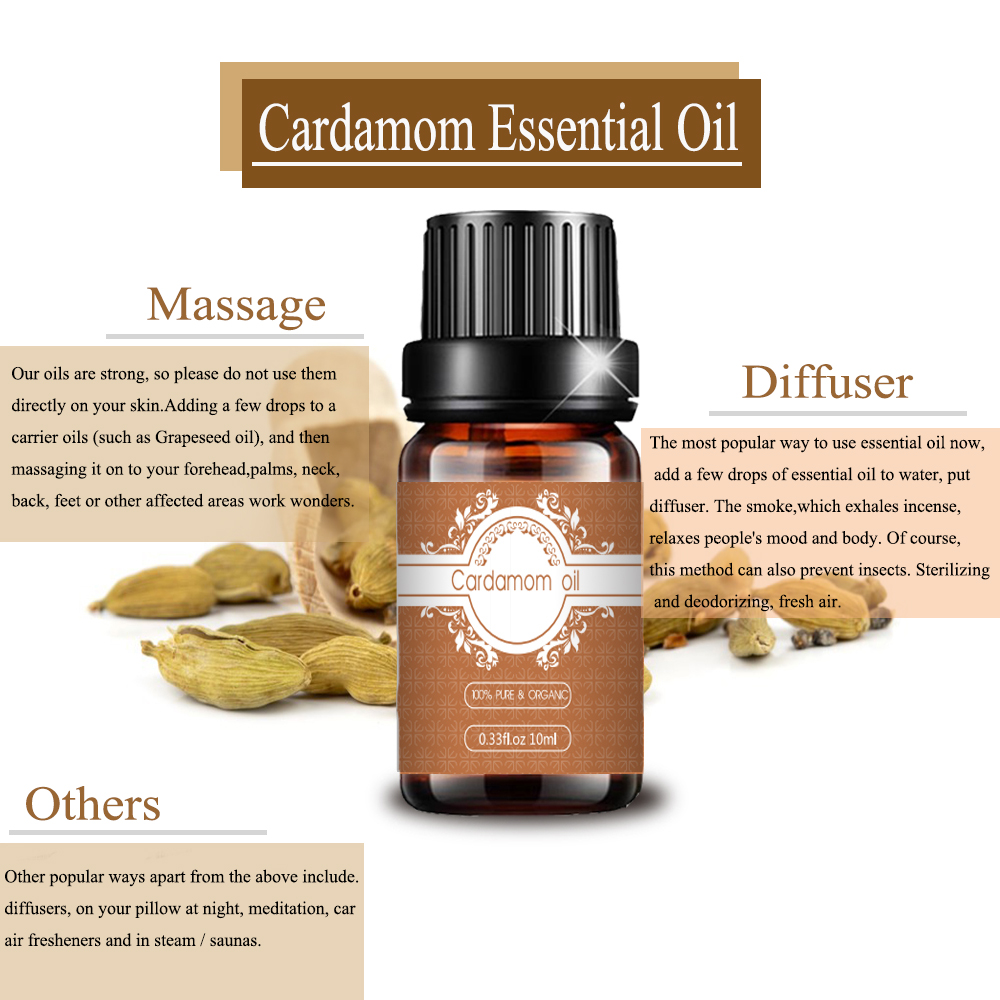 Óleo essencial de cardamomo natural 100% puro 10 ml em massa