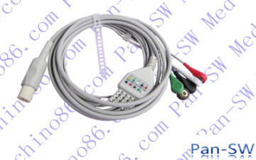 GE Hellige integrated ECG cable; five leads