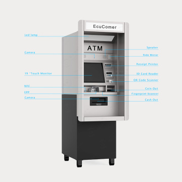 A través del cajero automático de la factura de papel de pared con una unidad de monedas