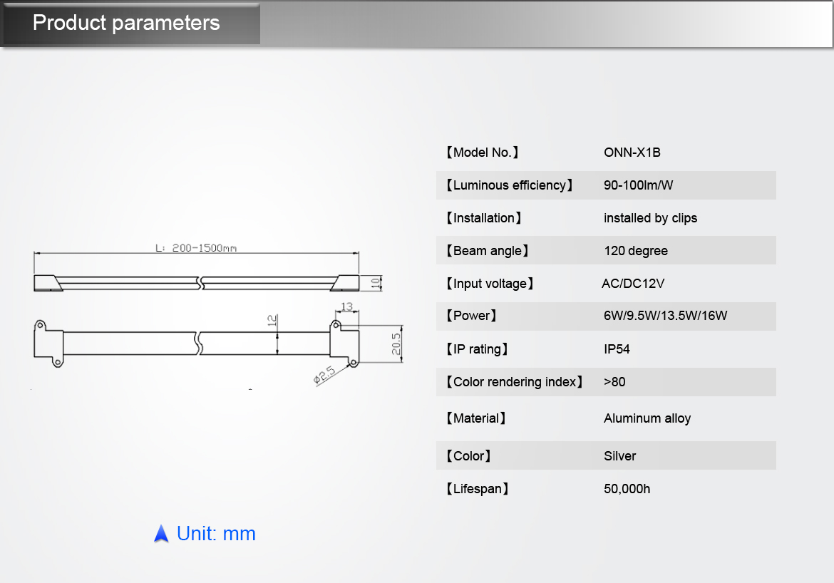 Hot Selling ONN-X1B LED Tube Light Waterproof Aluminum Housing Freezer & Refrigerator Lighting