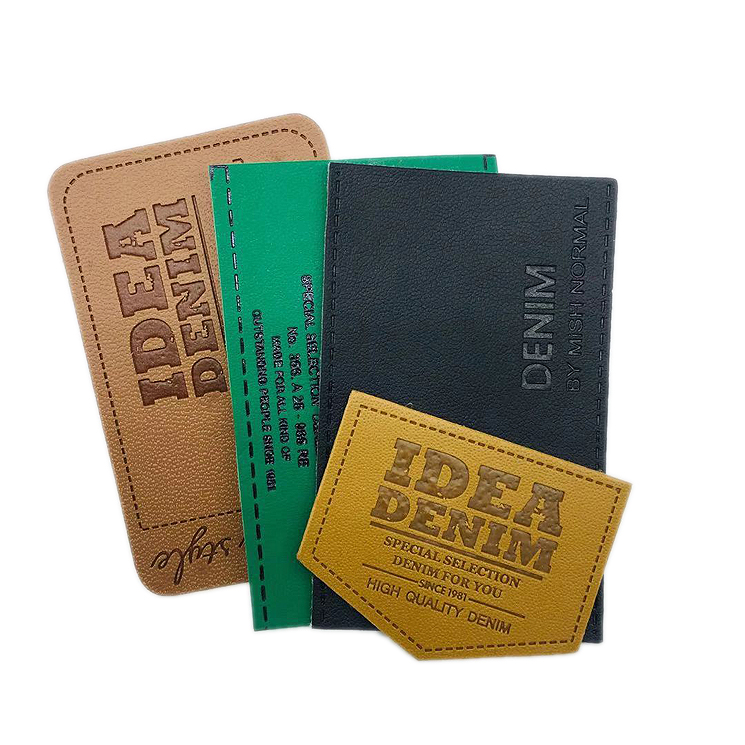 Heat Press Custom Logo Embossed Genuine PU Label Leather Patches for Jeans Clothing and Bags