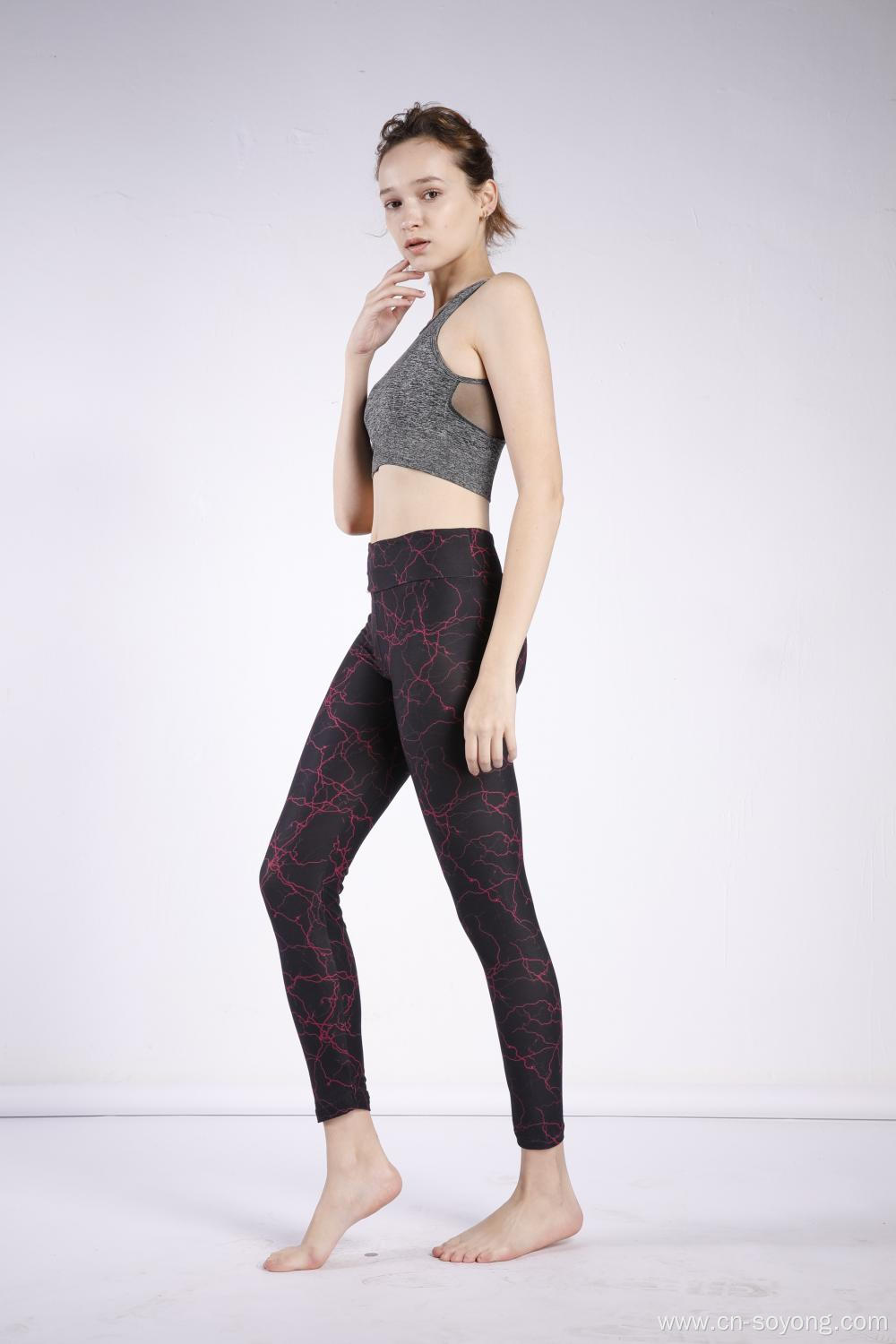 Ladies Bolt Printed High Waist High Elastic leggings