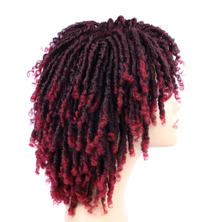 Short Dreadlock Wig 6inch Twisted Wigs for Black Women Faux Locs Afro Braids Crochet Hair Wig Synthetic Hair