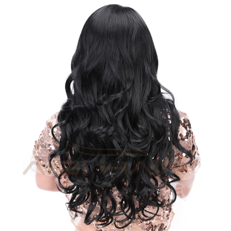 Fashion Synthetic Heat Resistant Fiber Party Cosplay Black Body Wave Long Wavy Hair Wig For Black White Women Wigs