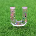 Hot Selling 100Pcs/Lot 40MM Large Size Resin Letter Flatback Cabochons Clear With PVC Sequins Filled Large Alphabet Beads Charms