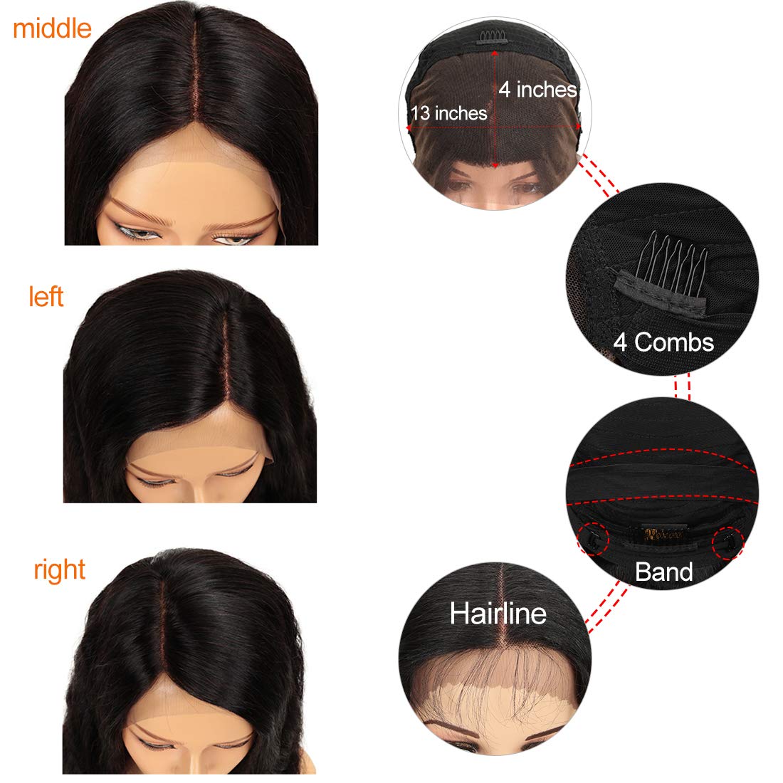 150% Density Lace Front Human Hair Wigs for Women, Pre Plucked Hairline Brazilian Body Wave,  Lace Front Wig with Baby Hair