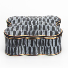 Custom Design Ceramic Necklace Earrings Trinket Jewelry Storage Boxes - Black Gift Case