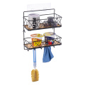 Adhesive 2 tier kitchen metal detachable storage rack